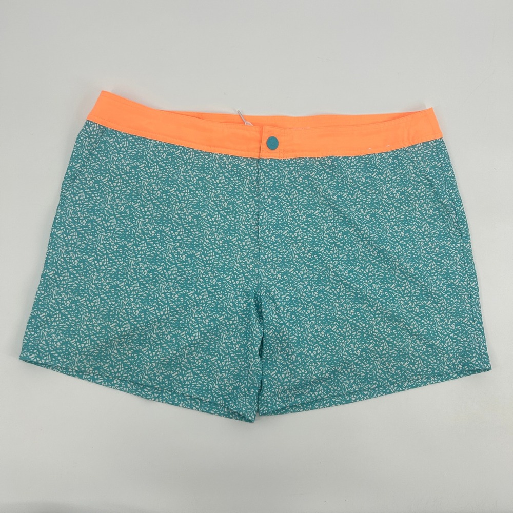 Chubbies Swim Trunks Shorts Men's XXL Green Geometric‎ Print Orange Trim Beach